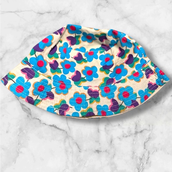 FREE 🆕Adult Reversible Floral Bucket Hat with Blue and Purple Flowers - Picture 1 of 9